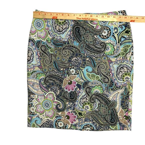 Talbots Petites Paisley Multicolor Straight Pencil Mini Skirt Size 10P Colorful - Picture 6 of 10